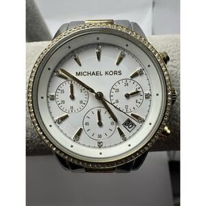 Michael‎ Kors Ritz MK-6474 37mm 7" Two Tone Stainless Steel Chronograph Watch Q